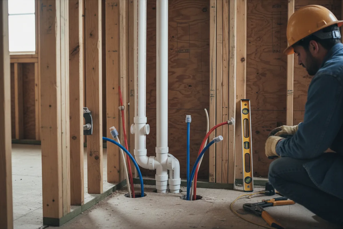 Drain and supply rough-in during Drain Cleaning in Virginia Beach