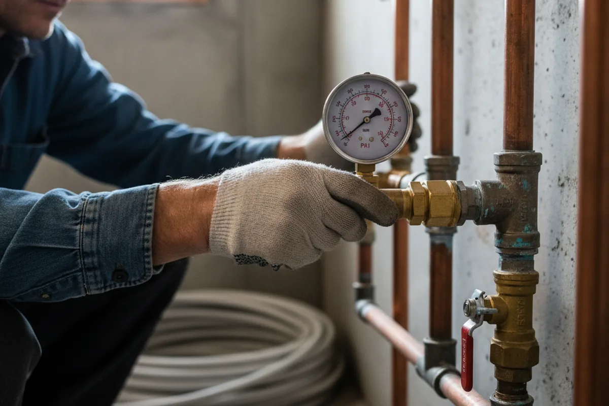 Pressure testing a repaired line during Water Line Repair in Virginia Beach